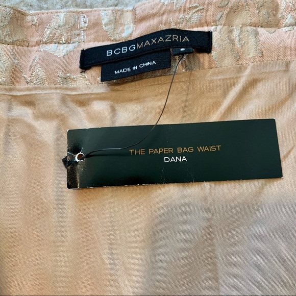 NWT BCBG MAX AZRIA Dana Paper Bag Waist Metallic Skirt—SZ. Small - Picture 7 of 16